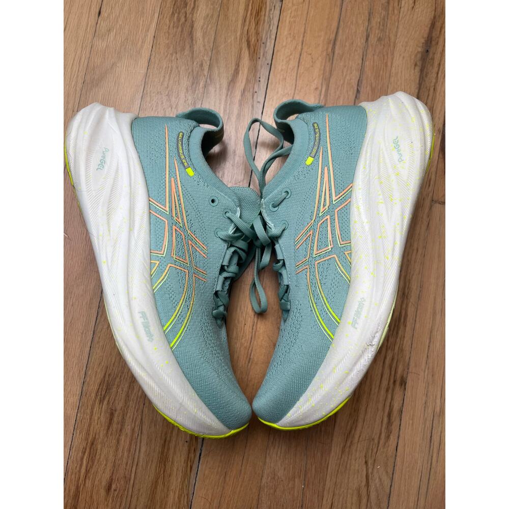 Asics GEL Nimbus 26 Running Shoes Sneakers Light Celadon Safety Yellow Women's 8 - Picture 5 of 13